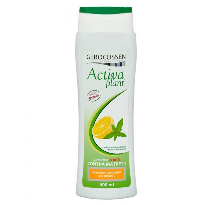 Sampon forte impotriva matretii cu grapefruit, ceai verde si climbazol Activa Plant, 400 ml, Gerocossen