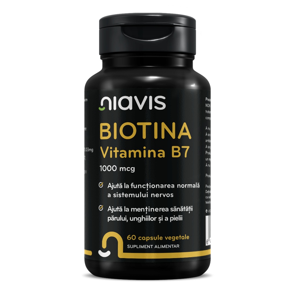 Biotina Vitamina B7, 1000 mcg, 60 capsule, Niavis