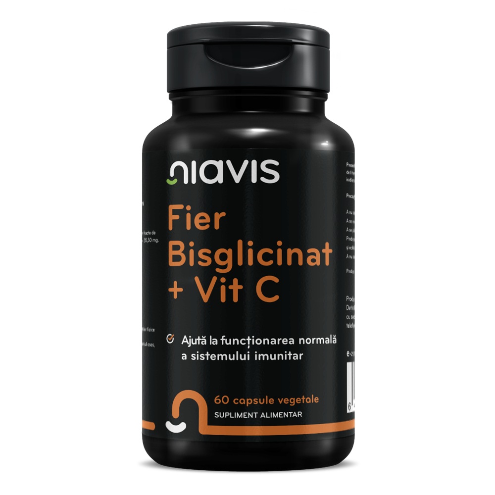 Fier Bisglicinat + Vitamina C, 60 capsule, Niavis