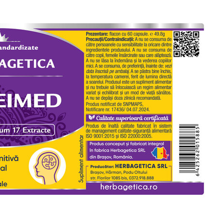 Alzheimed, 60 capsule, Herbagetica 688770