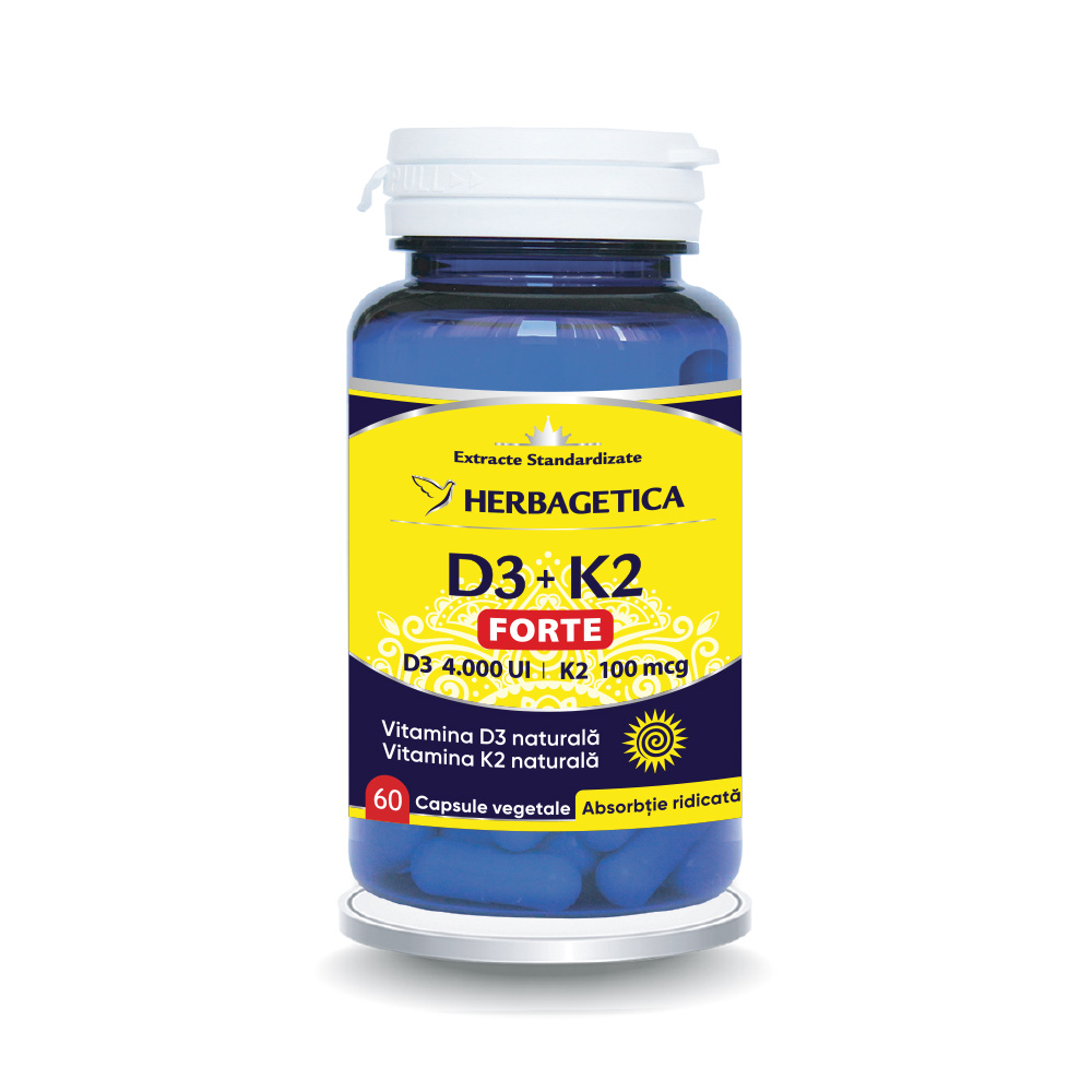 Vitamina D3+K2 Forte, 60 capsule, Herbagetica