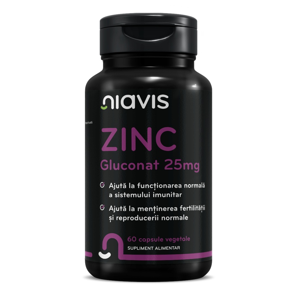 Zinc Gluconat, 25 mg, 60 capsule, Niavis
