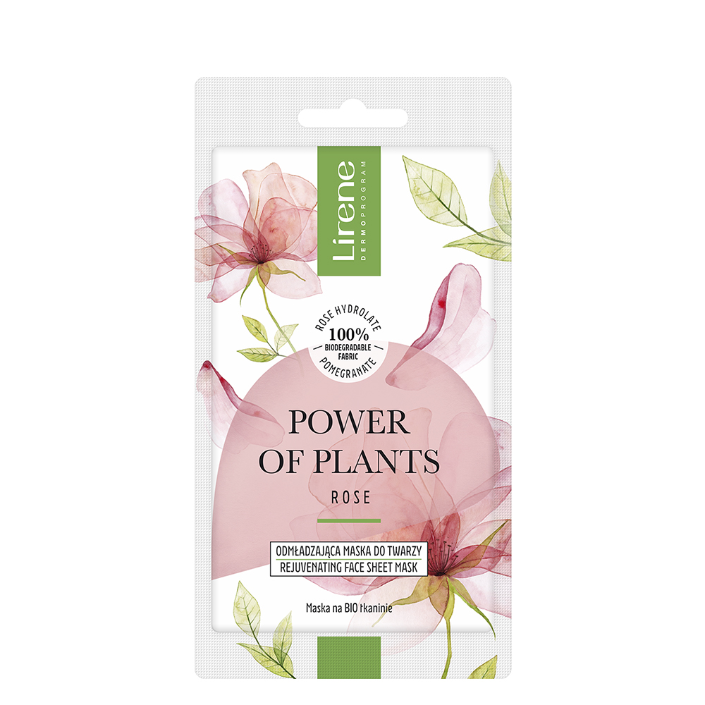 Masca faciala tip servetel cu extract de trandafir si efect de intinerire Rose Power of plants, 1 bucata, Lirene