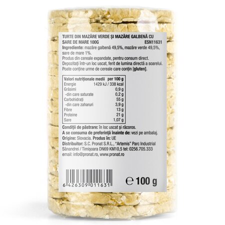 Turte din hrisca cu sare de mare, 80 g, Pronat 724777