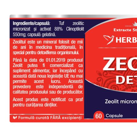 Zeolit Detox, 60 capsule, Herbagetica 688904