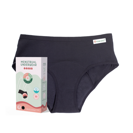 Chiloti menstruali reutilizabili culoarea negru, marimea XL, 1 bucata, FemiEko