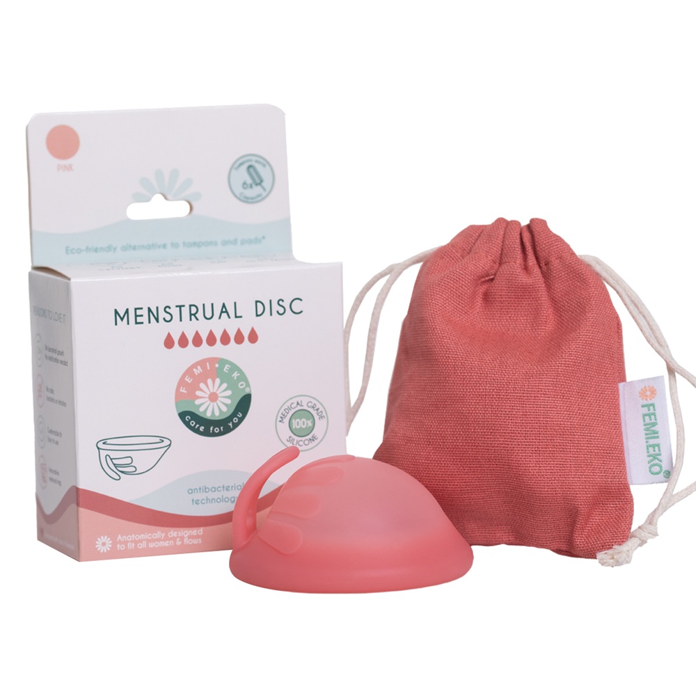 Disc menstrual reutilizabil culoarea roz, marime universala, 1 bucata, FemiEko