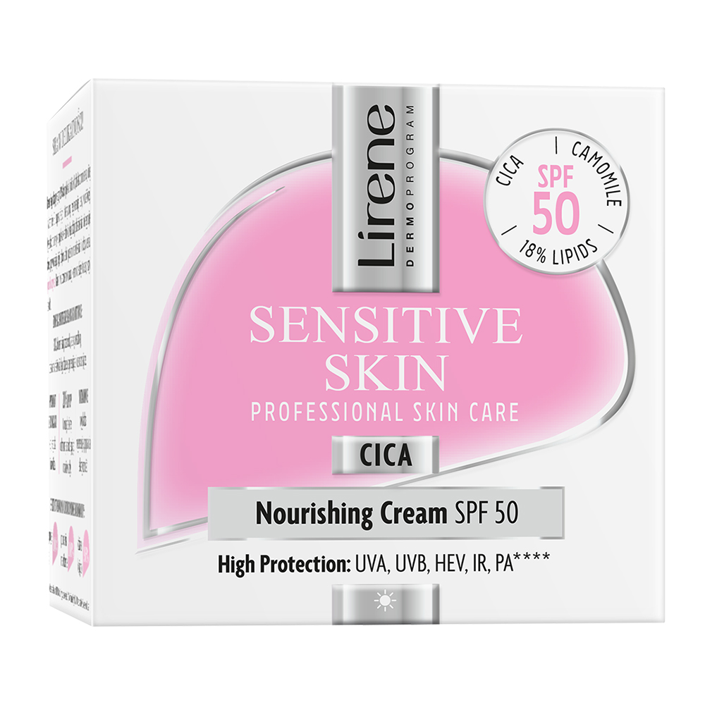 Crema hranitoare cu SPF 50 pentru fata Sensitive Skin, 50 ml, Lirene