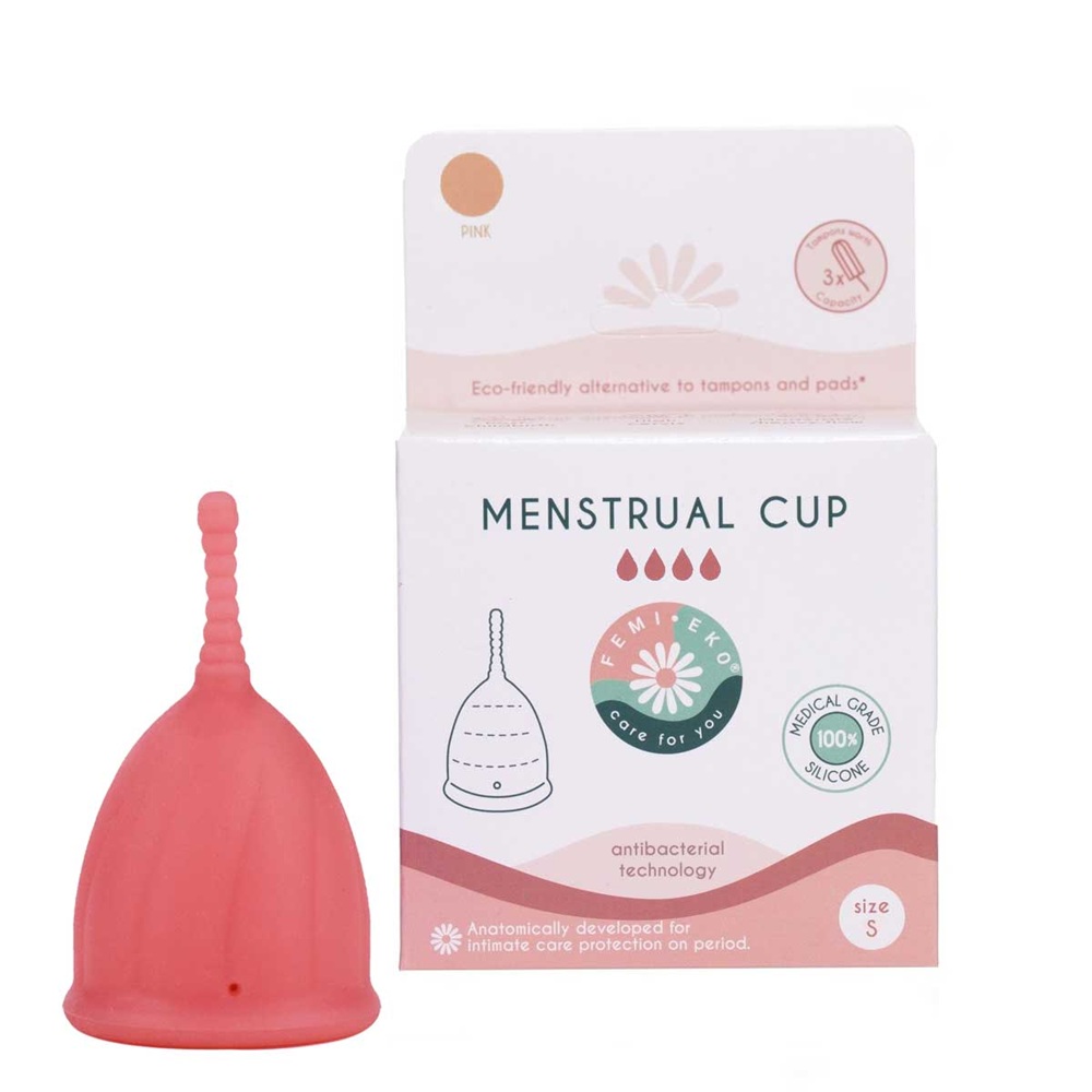 Cupa menstruala reutilizabila culoarea roz, marimea S, 1 bucata, FemiEko