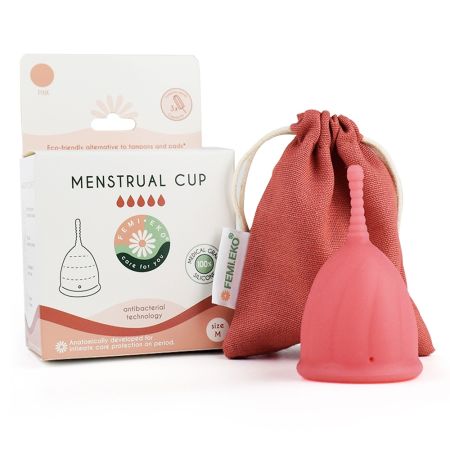 Cupa menstruala reutilizabila culoarea roz marimea M, 1 bucata, FemiEko 649982