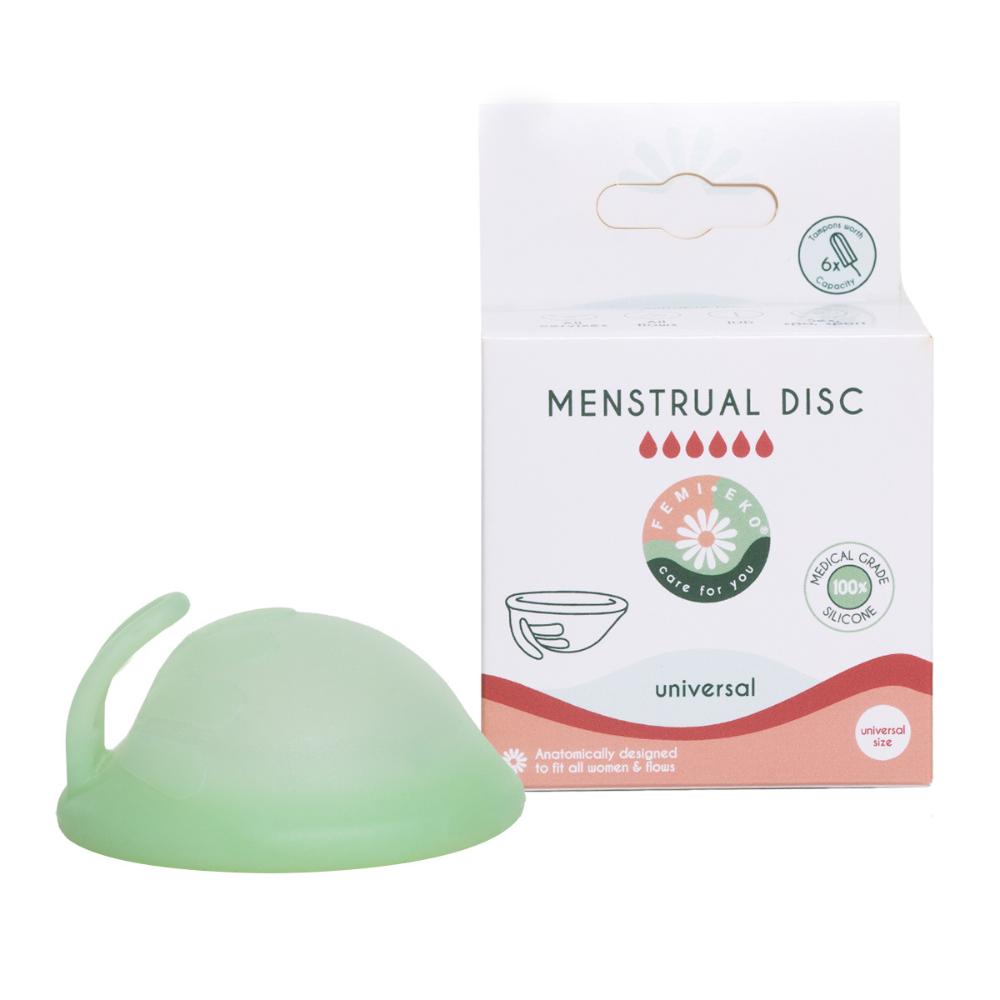Disc menstrual reutilizabil culoarea verde, marime universala, 1 bucata, FemiEko