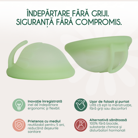Disc menstrual reutilizabil culoarea verde, marime universala, 1 bucata, FemiEko 695232