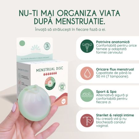 Disc menstrual reutilizabil culoarea verde, marime universala, 1 bucata, FemiEko 695236