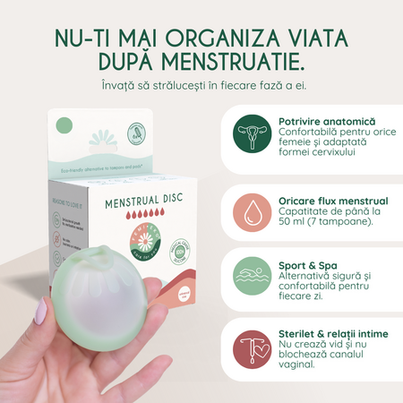 Disc menstrual reutilizabil culoarea verde, marime universala, 1 bucata, FemiEko 695236