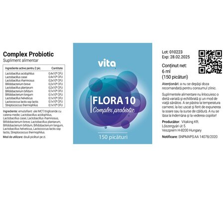 Complex probiotic Flora 10, 6 ml, Vitaking 706001