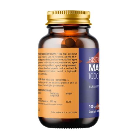 Bisglicinat de magneziu, 1000 mg, 100 comprimate filmate, Laboratoarele Remedia 650019