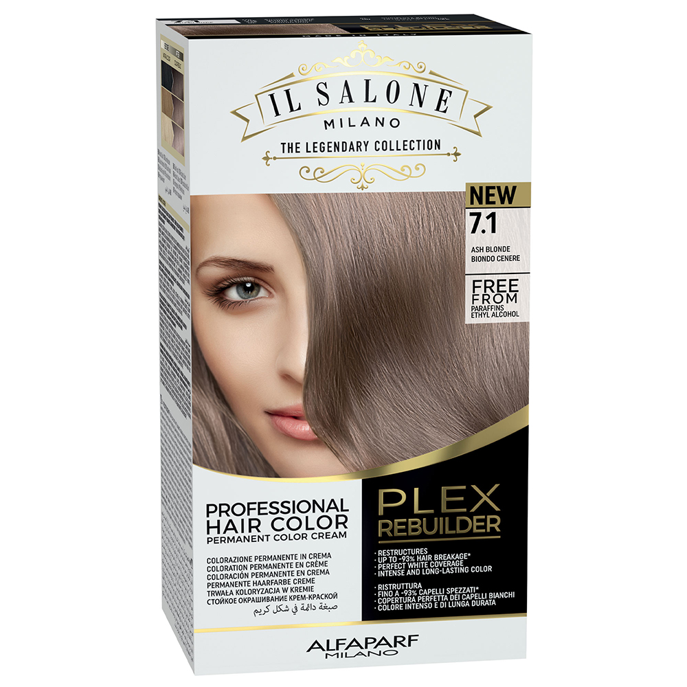 Vopsea de par permanenta 7.1 Ash Blonde Plex Rebuilder Il Salone, 43 ml+70 ml+15 ml+15 ml, Alfaparf
