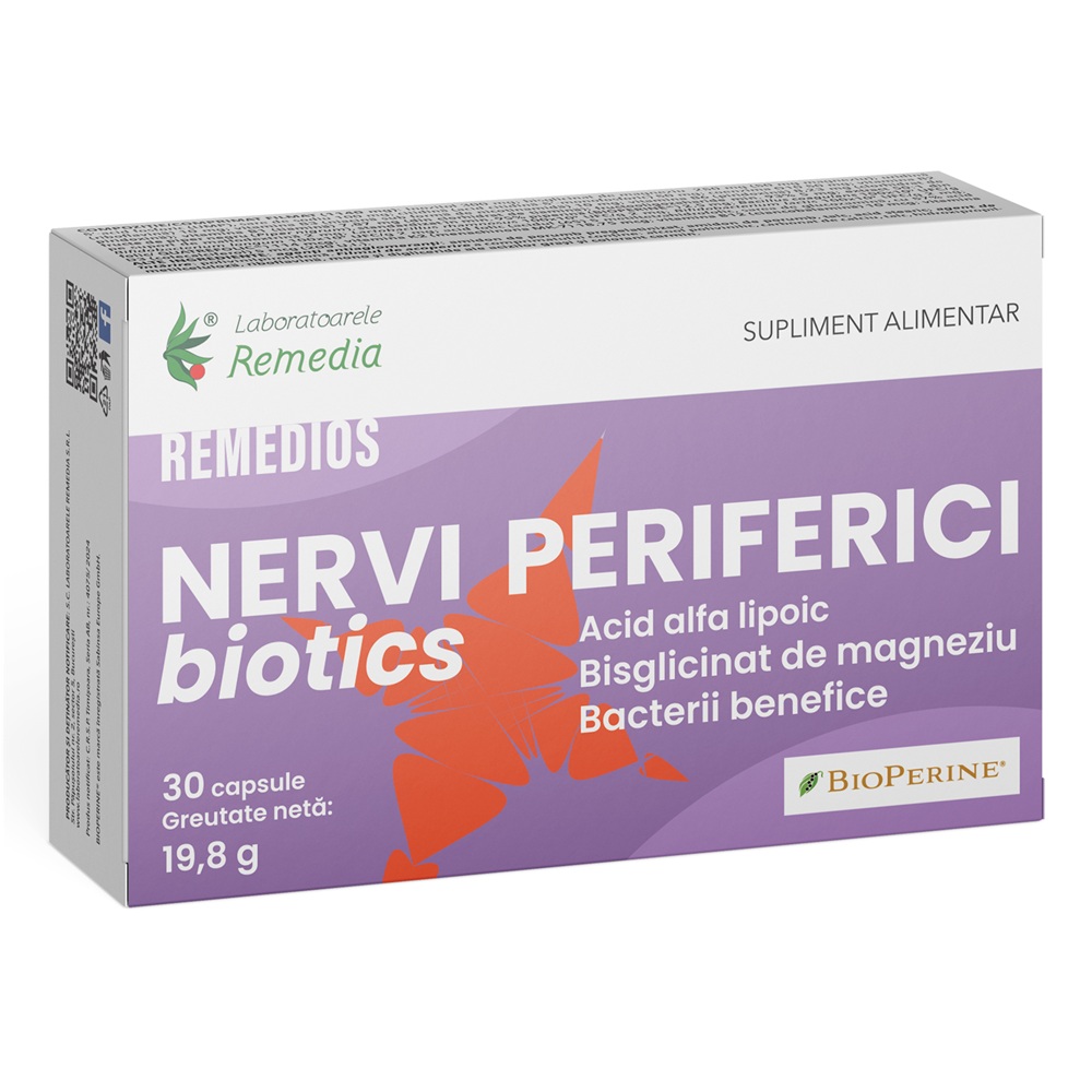 Remedios Nervi Periferici Biotics, 30 capsule, Laboratoarele Remedia