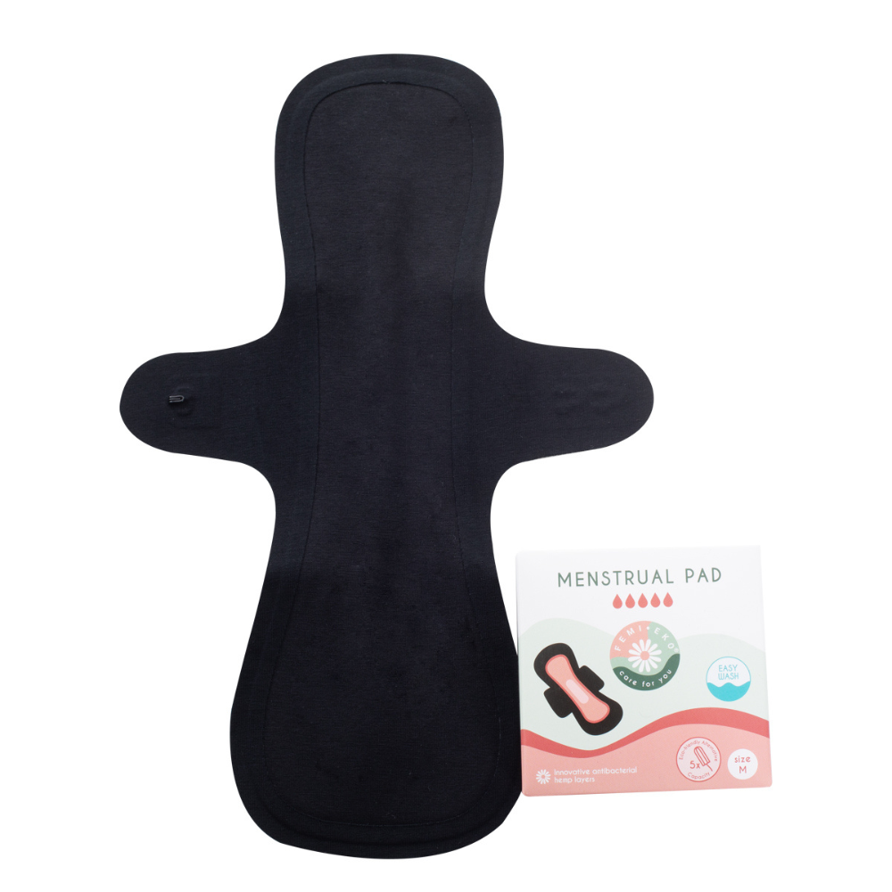 Absorbant Slim reutilizabil culoarea negru, marimea M, 1 bucata, FemiEko