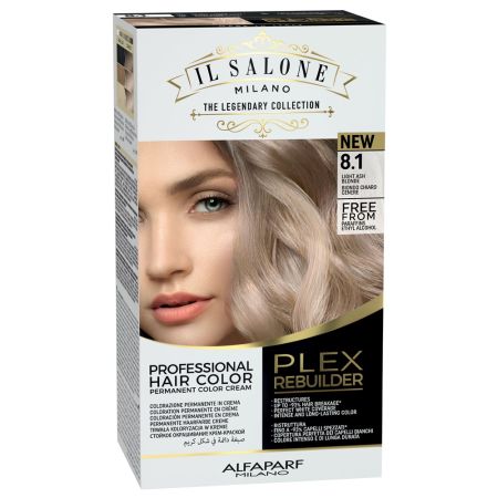 Vopsea de par permanenta 8.1 Light Ash Blonde Plex Rebuilder Il Salone, 43 ml+70 ml+15 ml+15 ml, Alfaparf