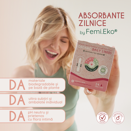 Absorbante zilnice organice, 24 bucati, FemiEko 695239