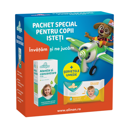 Pachet Sirop atentie si concentrare, 150 ml + Servetele Alinan Happy, Fiterman 