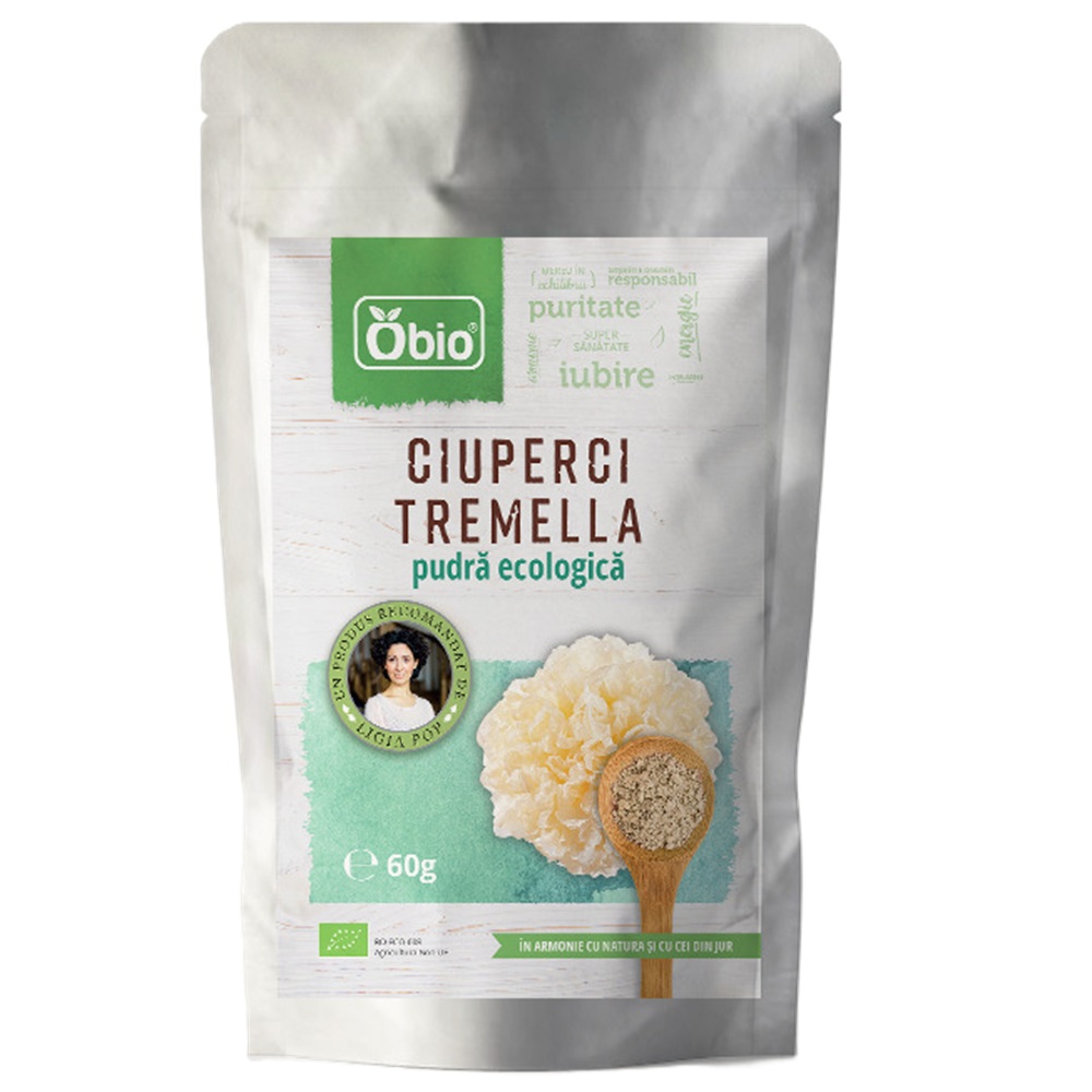 Ciuperci Tremella pudra ecologica, 60 g, Obio