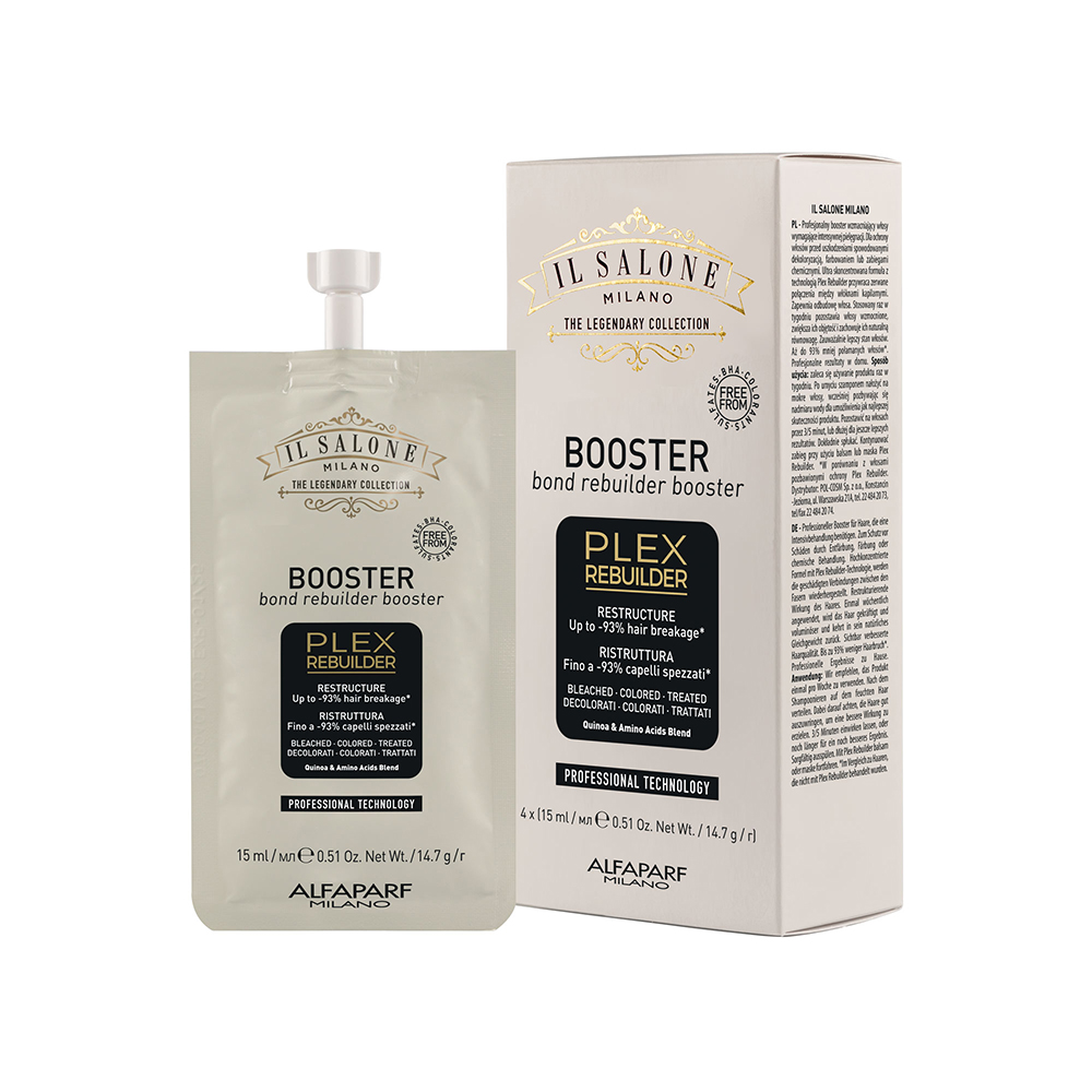 Ser pentru par decolorat, vopsit si tratat Booster Plex Rebuilder Il Salone, 4 x 15 m, Alfaparf