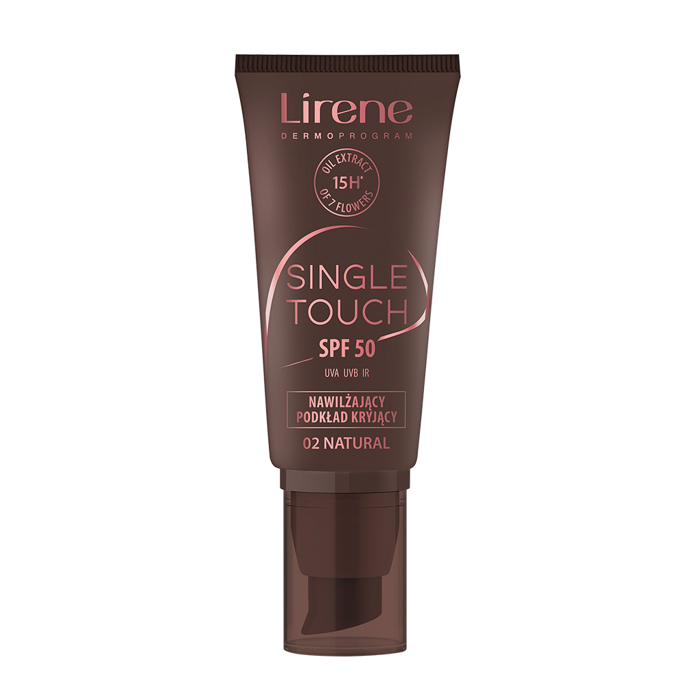 Fond de ten hidratant cu SPF50 02 Natural Single Touch, 30 ml, Lirene