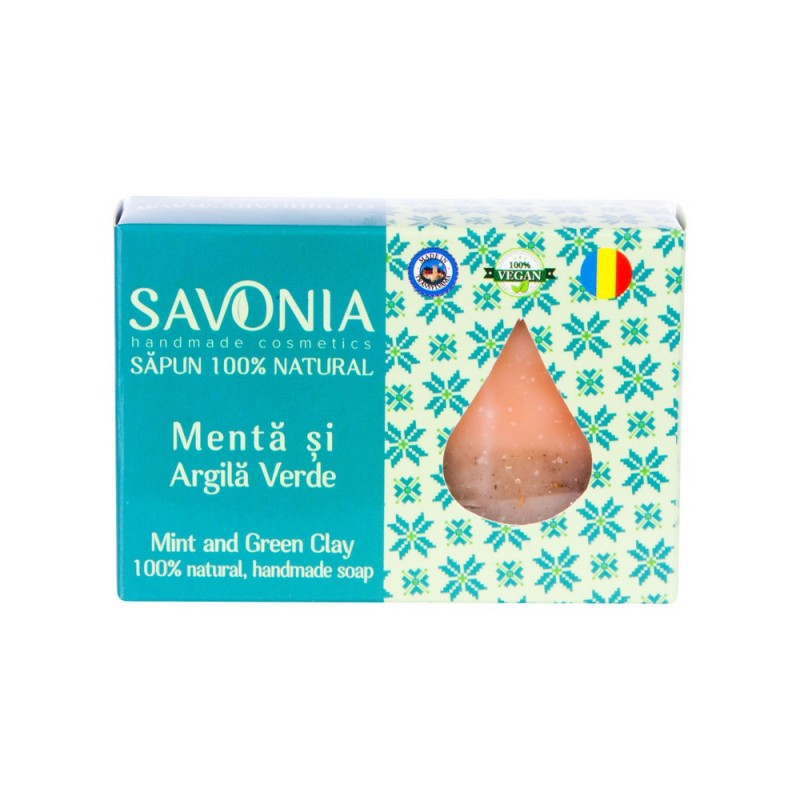 Sapun cu menta si argila verde, 90 g, Savonia