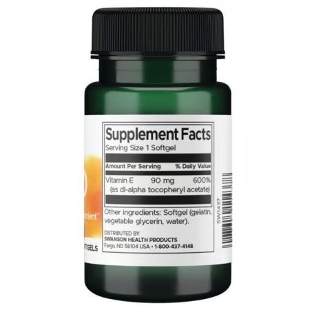 Vitamina E, 200IU, 60 capsule, Swanson 650452