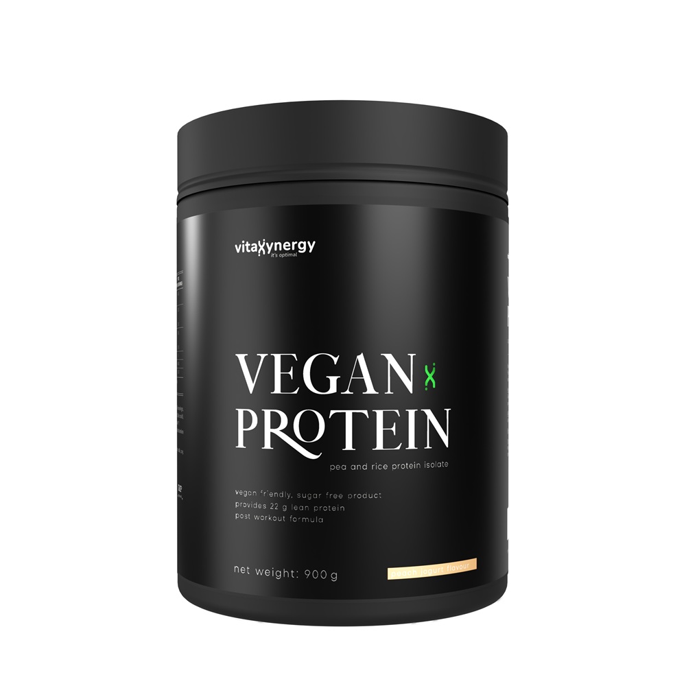 Proteina vegana cu aroma de piersica si iaurt, 900 g, Vitaxynergy