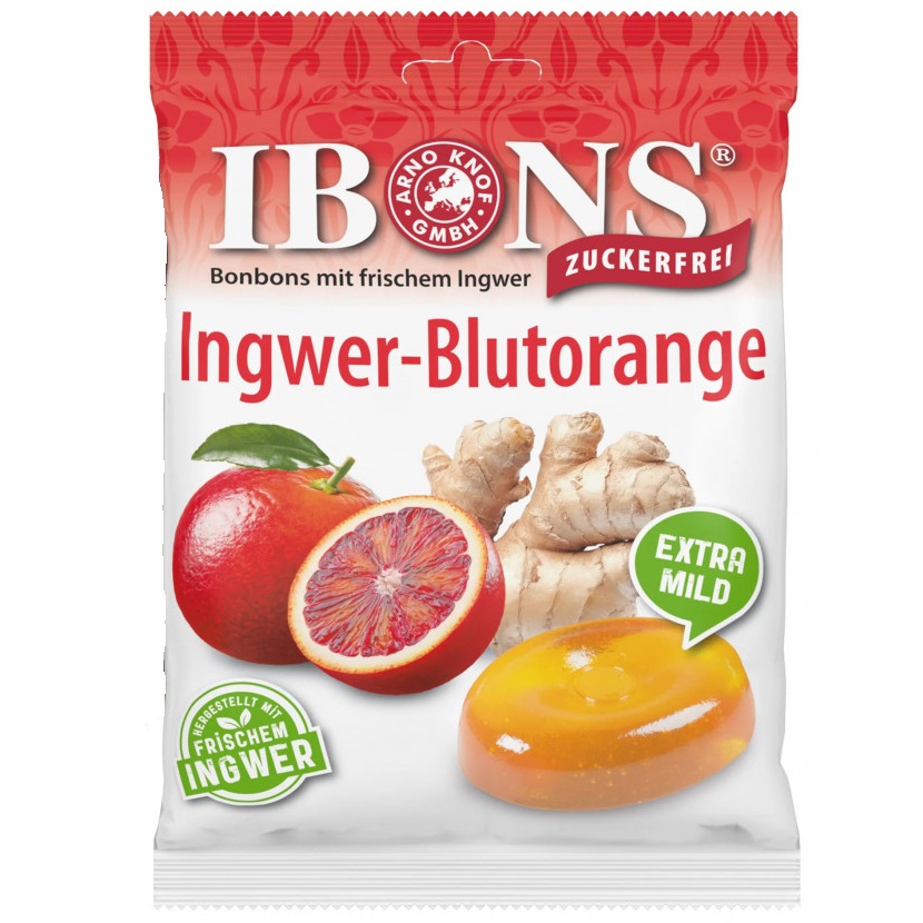 Dropsuri cu ghimbir si portocala rosie, 75 g, Ibons