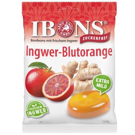 Dropsuri cu ghimbir si portocala rosie, 75 g, Ibons