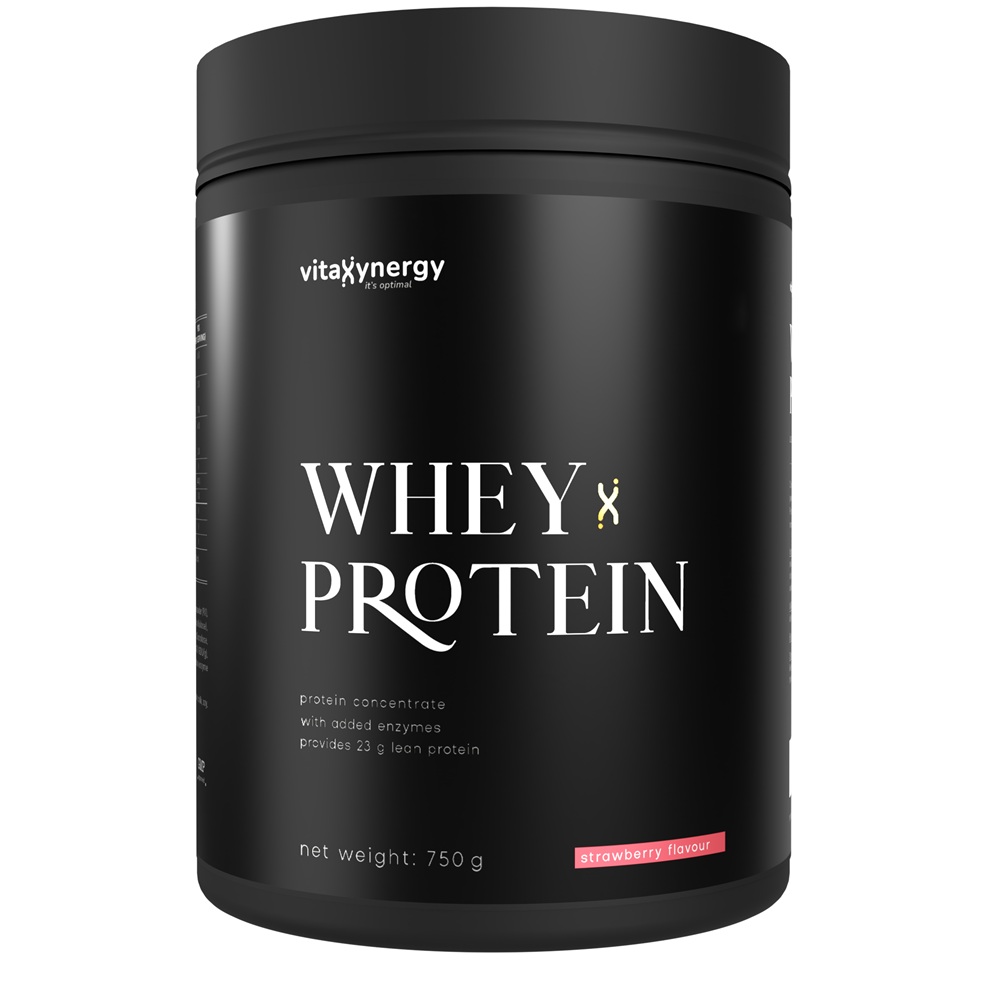 Proteina din zer cu aroma de capsuni, 750 g, Vitaxynergy