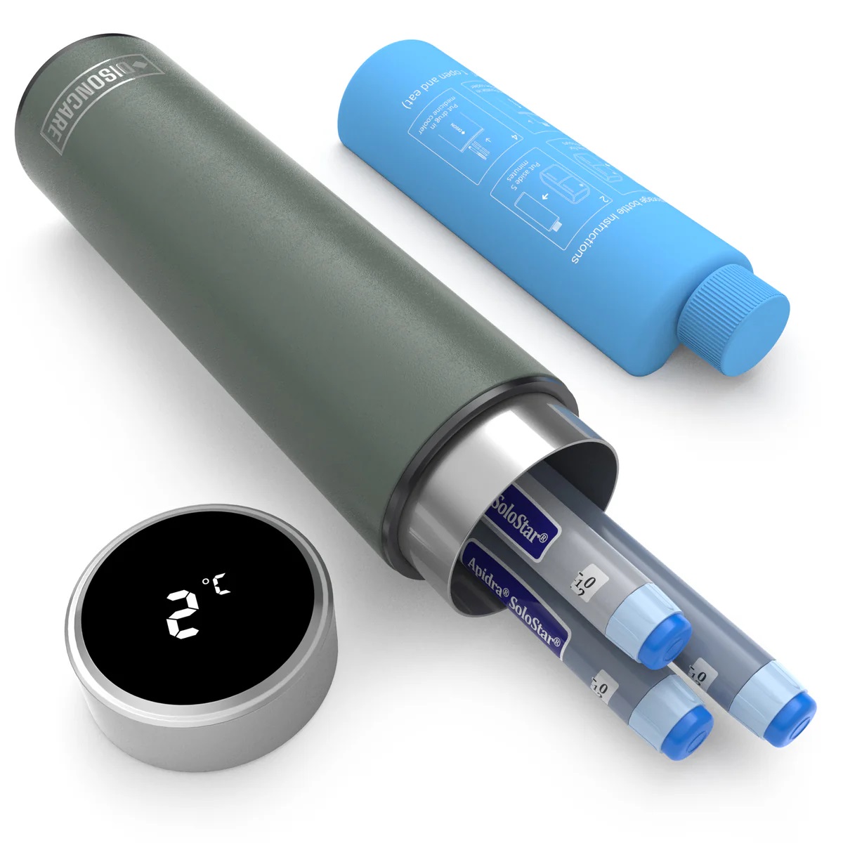 Termos portabil pentru insulina, Disoncare Odyssey Smart, Jungle Green, 1 bucata, Kekhealth
