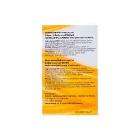 Pachet Sapun si lotiune Dermosan Sebum Control, 200ml+100ml, Bioeel 650569