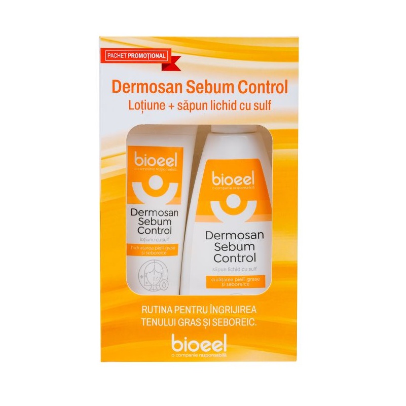 Pachet Sapun si lotiune Dermosan Sebum Control, 200ml+100ml, Bioeel