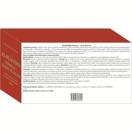 As-Rejuvenil Formula 1, 30 plicuri, Carpatica Plant Extract 650662