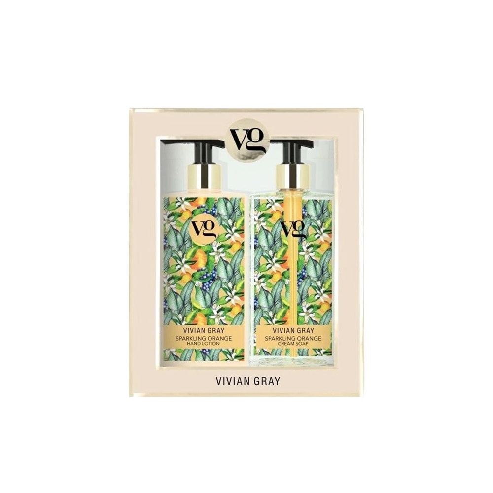 Set sapun lichid si crema de maini Sparkling Orange, 2 x 350 ml, Vivian Gray
