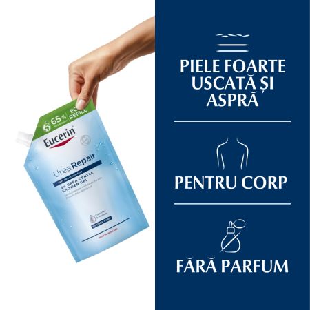 Rezerva gel de dus reparator cu 5% uree, Ureea Repair, 400 ml, Eucerin 650811