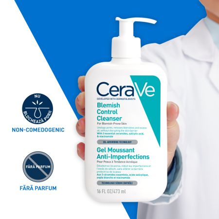 Gel de curatare spumant anti-imperfectiuni pentru ten cu tendinta acenica, 473 ml, Cerave 650862