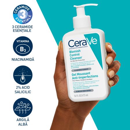 Gel de curatare spumant anti-imperfectiuni pentru ten cu tendinta acenica, 473 ml, Cerave 650857