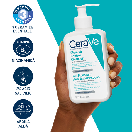 Gel de curatare spumant anti-imperfectiuni Blemish Control Cleanser, 473 ml, Cerave 650857