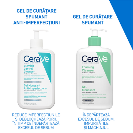 Gel de curatare spumant anti-imperfectiuni Blemish Control Cleanser, 473 ml, Cerave 650861