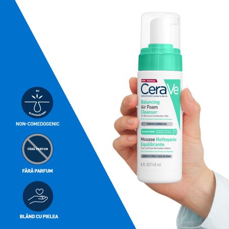 Spuma de curatare reechilibranta pentru ten normal si mixt, 148 ml, Cerave 650885