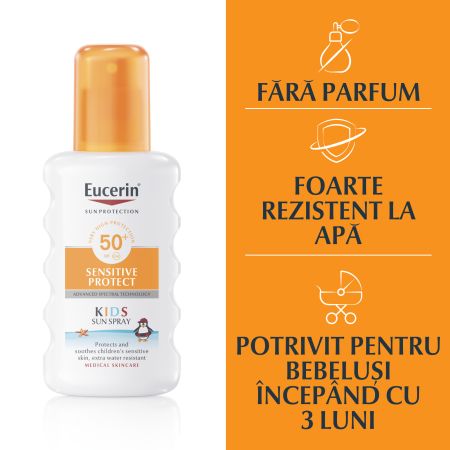 Spray de corp pentru copii SPF50+ Sun Sensitive Protect, 200 ml, Eucerin 650874