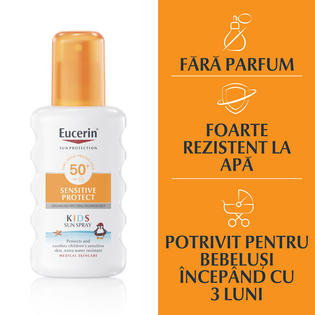 Spray de corp pentru copii SPF50+ Sun Sensitive Protect, 200 ml, Eucerin 650874