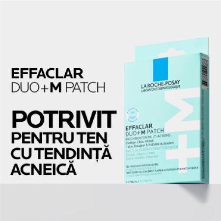 Plasturi anti-eruptii cutanate invizibili si ultra subtiri Effaclar Duo +M Patch, 22 bucati, La Roche-Posay 655946