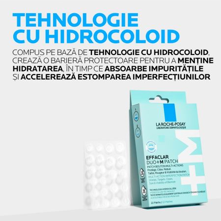 Plasturi anti-eruptii cutanate invizibili si ultra subtiri Effaclar Duo +M Patch, 22 bucati, La Roche-Posay 656278